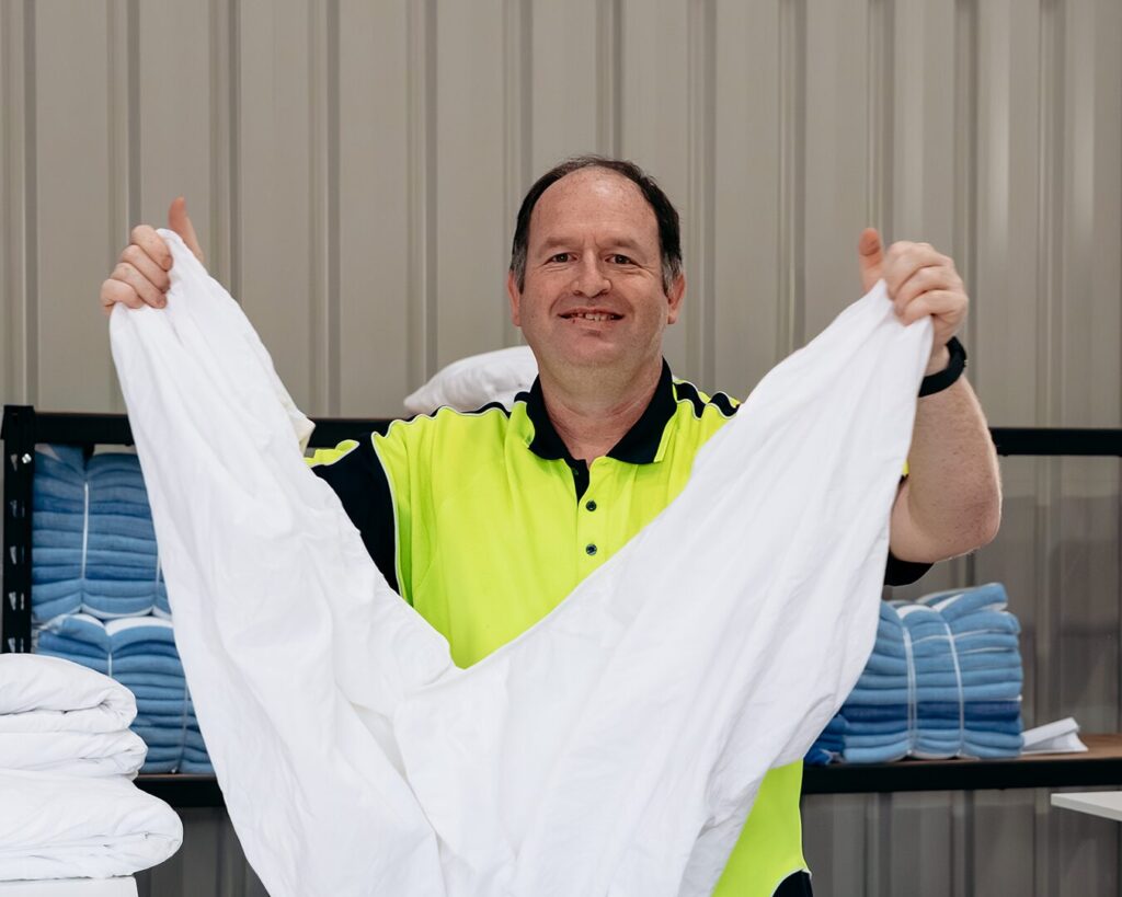 Shawn working in Flagstaff Laundry.